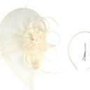 LATIMOON Fascinators Hat for Women Tea Party Headband Mini top Hats Cocktail Flower Mesh Feathers Hair Clip (Ivory-1)