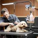 Pet Grooming Organizer for Scissors Brushes and Tools Holder - Portable Dog Grooming Table and Arm Stand Tools(khakiSquare 2PCS)