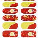3 x JMEOWIO Gel Nail Stickers Christmas Snowflake Glitter Red Semi Cured Gel Nail Strips Wraps UV/LED Nails Art Design Decoration Accessories