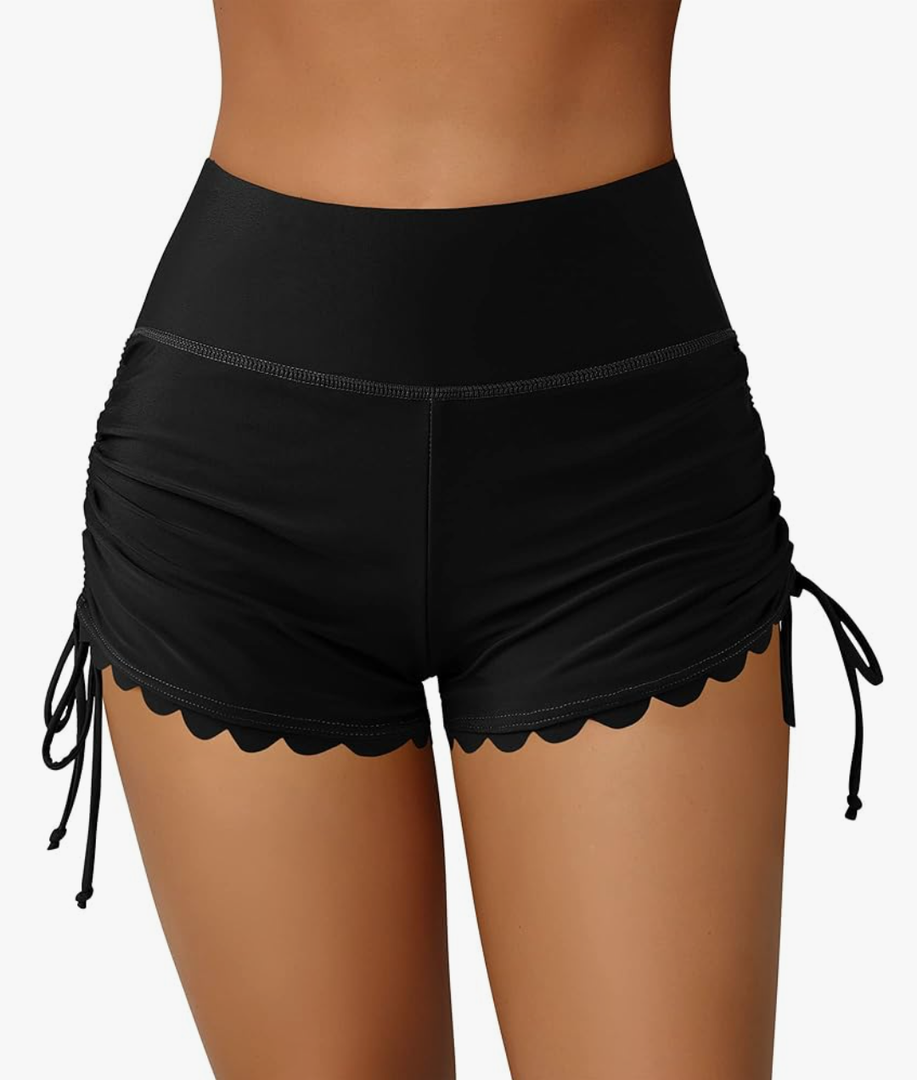 ATTRACO Women Swim Shorts High Waisted Swimsuit Shorts Swim Bottom Board Shorts L