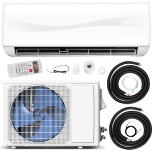 Glacer 12000BTU Mini AC Split-System, 20 SEER2 Ductless Air Conditioner w/Pre-Charged Condenser, White (12000btu, 115V, 20 Seer2)