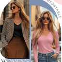Huukeay 3 Pack Women's V Neck Long Sleeve Shirts Layering Undershirts Slim Fit Ladies Tops Underscrub Basic Tees (L)