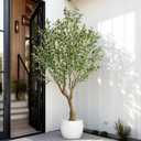 6ft Faux Olive Tree with Pot & Moss Artificial Olive Plant Fake Olive Tree for Home Decor, Large Indoor Artificial Trees Faux Plants Indoor Durable Artificial Trees for Living Room/Office