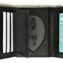 RFID Genuine Leather Trifold Badge Holder Wallet Black, Police Badge Holder