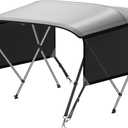 KAKIT 3 4 Bow Bimini Tops with Mesh Sidewalls Support Poles for Boats Marine Grade Canvas Top Includes 2 Straps Storage Boot 1 Inch Aluminum Frame