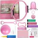 Pilates Ring Set with Resistance Bands– Anti-Slip Magic Circle Pilates Ring for Home Workouts, Full-Body Toning, Strength Training for Women 14PCS