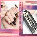 Press On Nails Almond- Fall Pink Red Black Medium Almond, Reusable Nails Press Ons, Fake Nail with Adhesive Tabs, 12 Sizes 24 Pcs Nail Kit with 1 Prep Pad, 1 Manicure Stick, 1 Mini File (3Pcs)