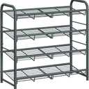 SONGMICS Shoe Rack, 4 Tier Shoe Organizer for Closet, Holds up to 16 Pairs of Shoes, Shoe Rack for Front Door Entrance, Metal Shoe Shelf with Adjustable Tilt Angle, for Entryway, Garage, Grey