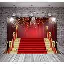 MTMETY 10X7Ft Red Curtain Background Red Carpet Stairs Props Vinyl Photography Video Backdrop NANME999