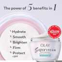 Olay Super Cream with Sunscreen SPF 30, Fragrance Free Lightweight Face Moisturizer with Sun Protection, 5-in-1 Skin Care - Hydrating, Brightening - Niacinamide, Vitamin C, Collagen, 1.7 oz