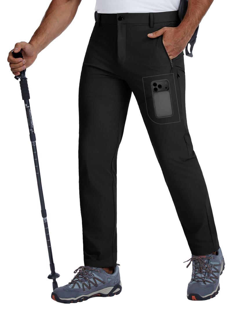 BLUE CHILL Mens Hiking Pants with 4 Zipper Pockets Stone 34W30L (Beige)