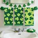 AEUEFUEA 3 Pack Green Shamrock Cotton Towels Set, 25" L x 16" W Hand Towels for Kitchen and Bathroom, Soft Absorbent Holiday Home Dcor