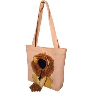 Pet Canvas Shoulder Carrying Bag, Cute Lion Shaped Cat Carrier, M Size Portable Kitten & Puppy Tote, Cozy Carriers for Small Dogs, Cats, and Pets, Handbag for Outdoor, Shopping, and Camping