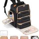 Hautton Nail Polish Organizer Holds 126 Bottles, Extra Large Storage Bag with 3 individual drawers, Professional Sturdy Lamp Supplies Nail Polish Travel Case Gift for Manicurist -Black