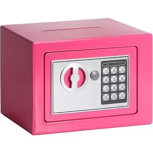 Jssmst Small Safe Box for Money - 0.23CF Mini Safe with Electronic Keypad, Lockable Box for Home Security and Personal Storage, 9.06 x 6.69 x 6.69 inch, Pink Jssmst Small Safe Box for Money - 0.23CF Mini Safe with Electronic Keypad, Lockable Box for Home Security and Personal Storage, 9.06 x 6.69 x 6.69 inch, Pink