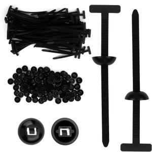 100 PCS Nylon Universal Cable Tie Buckle - Heavy Duty Self-Locking Nylon Zip Ties Holder, UV Resistant Black Zipper Clips, Upgraded Plastic Cable Ties Tool with Pin for Automotive Repair, Gardening