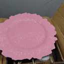 Teruntrue 50 Pcs Pink Charger Plates Bulk 13 Inch Plastic Charger Plates for Dinner Plate, Pink Chargers for Table Setting, Reef Design Plate Floral Decorative Round Chargers for Wedding Party Event