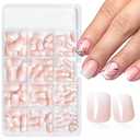 Lifextol 240pc Ombre Square Press on Nail Short Fake Nails Press ons Glue on Nails with Glue & Adhesive Tabs, Acrylic Nails Press on Nails Square False Gel Nail Tips Stick on Artificial Fingernails