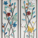 NUANYFXI Set of 2 Metal Leaves Wall Decor, 32"" X 12"" Large Gold Home Decor, Framed Room Decor for Living Room Bedroom Kitchen Dining Room Bathroom (multicolor)
