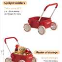 PULA Baby Push Walker with Wheels Toddler Wagon for First Learner Baby Toys 6-12 Months, 1 Year Old Birthday Gifts, Indoors and Outdoors (Red)