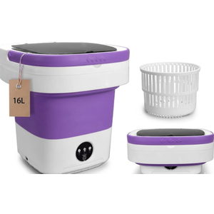 Portable Washing Machine, 16L Upgraded with Spin Basket Laundry Machine, 3 Cleaning Modes Suitable for Small Clothes, Foldable Design Ideal for Hotel, Campain, Apartment and Home, Purple