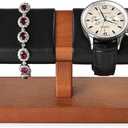 Oirlv Solid Wood Double Watch Display Stand Watch Bracelet OrganizerBlack