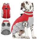 AOFITEE Dog Coat, Warm Dog Jackets for Small Dogs, Dogs Winter Coat with Harness Built in, Reflective Pet Winter Jacket, Waterproof Windproof Puppy Puffer Jacket Fleece Vest, Christmas Red XL