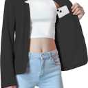 Mebius Girls Blazer Jacket with Inner Pocket Long Sleeve Notched Collar/Lapel Collar Open Front Casual Kids Blazers Suit (Black, M)