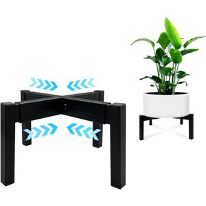 Heavy Duty Adjustable Metal Plant Stand for 10"-16" Plant Pot  Indoor & Outdoor (Black, 1 Pack)