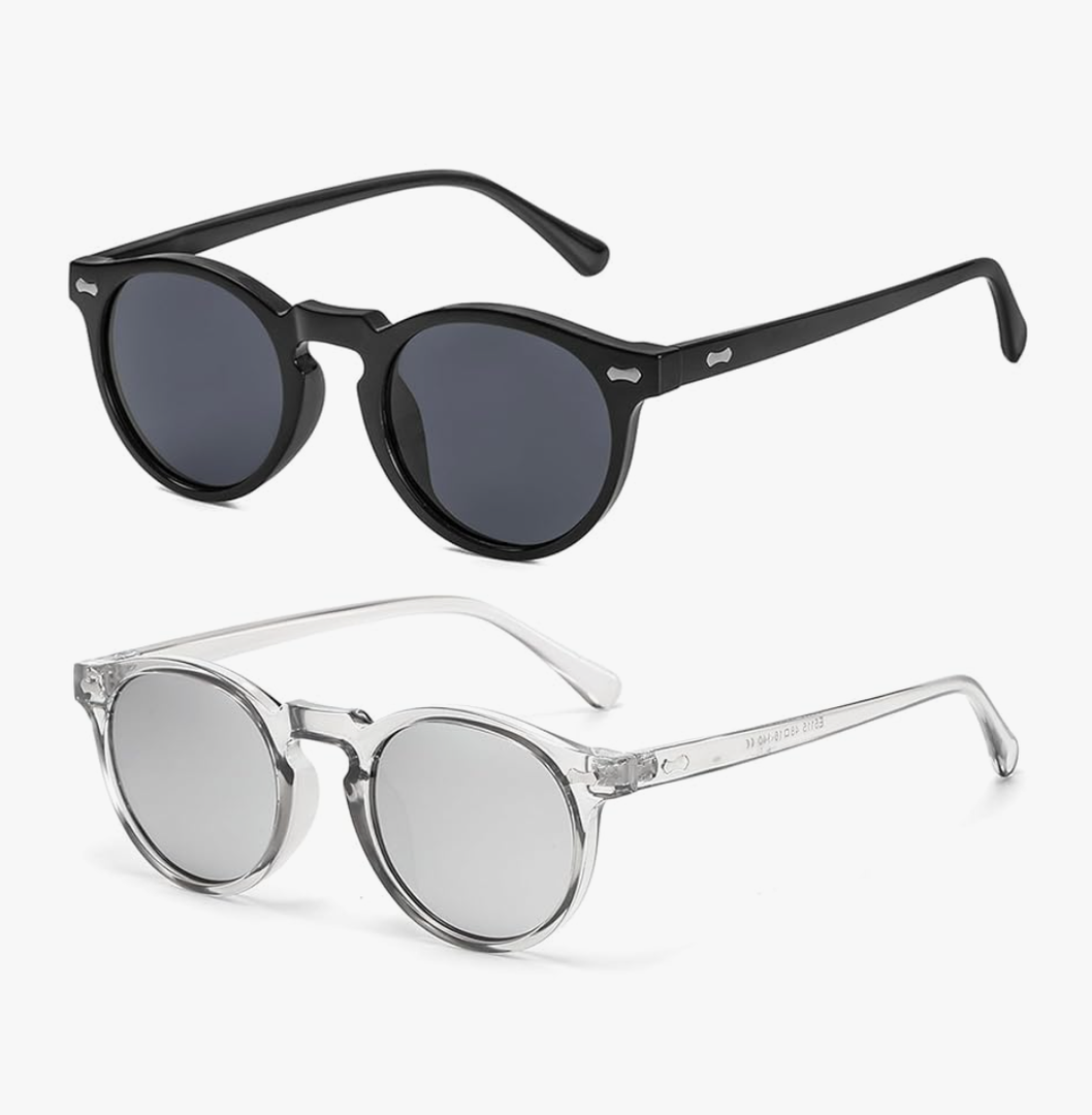 Gleyemor Vintage Polarized Sunglasses for Men Round Sunglasses UV400 Protection Retro Hand-crafted Acetate Frame