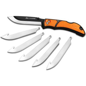OUTDOOR EDGE 3.5" RazorLite EDC Knife. Pocket Knife with Replaceable Blades and Clip. The Perfect Hunting Blade for Skinning Deer. Blaze Orange with 6 Blades
