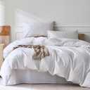 JELLYMONI Striped Duvet Cover Set - Queen Size Comforter Cover, Classic Sateen Stripes, 100% Cotton 3 Pcs Bedding with Zipper Closure & 8 Corner Ties for Master or Guest Bedroom