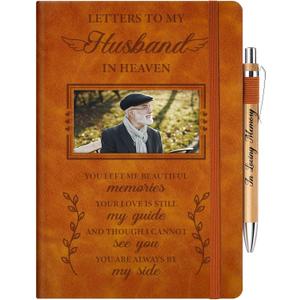 Vetbuosa Memorial Gifts For Loss Of Husband,Grief Journal With Photo Insert,Letters To My Husband In Heaven,Loss of Husband Sympathy Gift - 200 Pages Notebook A5 With Pen