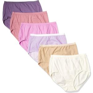 Hanes Women's Underwear Briefs Pack, 6-Pack, Cotton Brief Panties for Women, Moisture-Wicking (Plus Size), Size 10