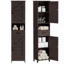 Homhedy 67" H Tall Bathroom Storage Cabinet with Barn Doors and Drawer