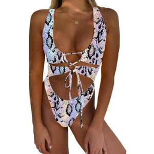 CHYRII Women's Sexy Cutout Lace Up Backless High Cut One Piece Swimsuit Monokini (Large)
