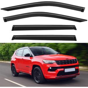 Window Visors Rain Guards for 2017-2026 Jeep Compass, Out-Channel Window Vent Wind Deflectors Visors Shades for 17-26 Compass