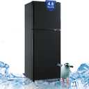 Zyerch 4.8 Cu. Ft. Fridge with Freezer, 2-Door Mini Fridge with Freezer, Adjustable Thermostat Small Refrigerator, Dorm Refrigerator for Apartment, Office, Kitchen, Black