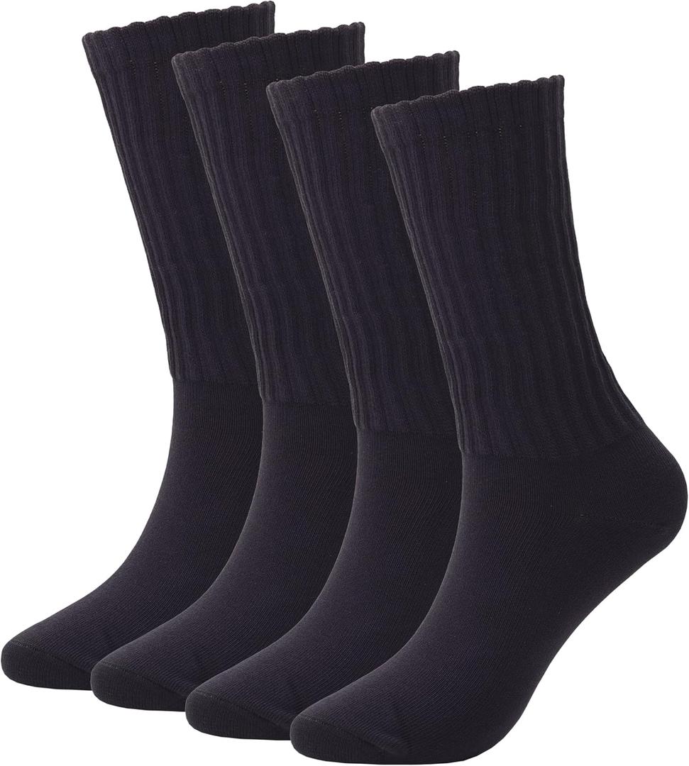 ASTRALUX cotton Socks Unisex 4 Pairs Men's socks & Women's socks (Large, Black)