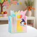 3 x VUOJUR 8.3'' Holographic Small Halloween Trick or Treat Bag for Girls Her with Tissue Paper and Little Ghost Gift Tag (1 Count (Pack of 1))