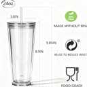 24oz Tumbler with Lid and Straw, Leak Proof and Double Wall Insulated Reusable Plastic Cups,Travel Reusable Iced Coffee Cup (2, Transparent)