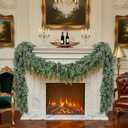 9FT Artificial Christmas Garland (2-Pack), Realistic Norfolk Pine & Cedar Greenery, Thick and Lush Christmas Tree Garland for Staircase, Mantle, Fireplace, Indoor Outdoor Decor