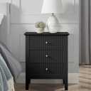 OCANDO Fluted Black Nightstand 19", 3 Drawers Night Stand, Bed Side End Table for Small Living Room, Modern Bedroom Storage Cabinet
