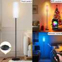 Qaubauyt Smart LED Floor Lamp with APP Control & RGB Colors - Dimmable Standing Lamp for Living Room, Bedroom, Gaming - Remote, Timer, 9W Bulb Included, 67" Modern Tall Lamp (black pole + white shade)