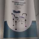 Shower Chair U-Shape Seat (450lb) Heavy Duty - Padded Armrests and Back, Shower Chairs for Elderly and Disabled, Handicap, Shower Chair for Inside Shower, Adjustable Height - Blue