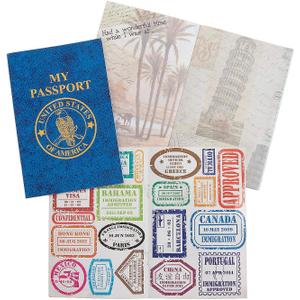 Passport Sticker Book for Kids (Set of 12 Books) Includes Assorted Travel Stamp Stickers (4" x 6")