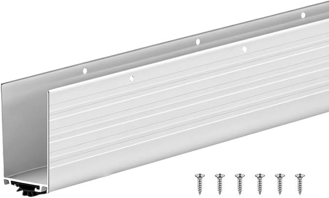 Yaocom 1 Pack U Shape Screw on Under Door Seal 36 Inch Aluminum and Rubber Door Threshold Extension with Draft Stopper for Home Prevents Hot and Cold Air, Dust and Insects, Suitable for 1-3/4 Inch
