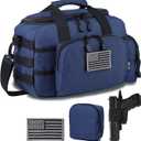 GunCase Bag Small | Tactical 2-Pistol Bag Handgun Duffle Bag w/Lockable Zipper for Shooting Range Hunting Sports | US Flag Patch + MOLLE Pouch + Universal Holster Included