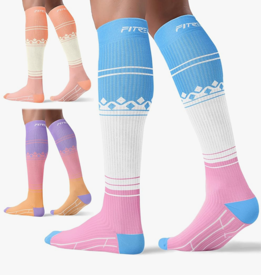 FITRELL 3 Pairs Compression Socks for Women and Men 20-30mmHg-Circulation Support Socks