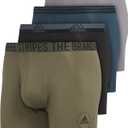 adidas mens Men's Stretch Cotton 4-pack Boxer Brief (Small, Black/Olive Strata Green/Arctic Night Blue)